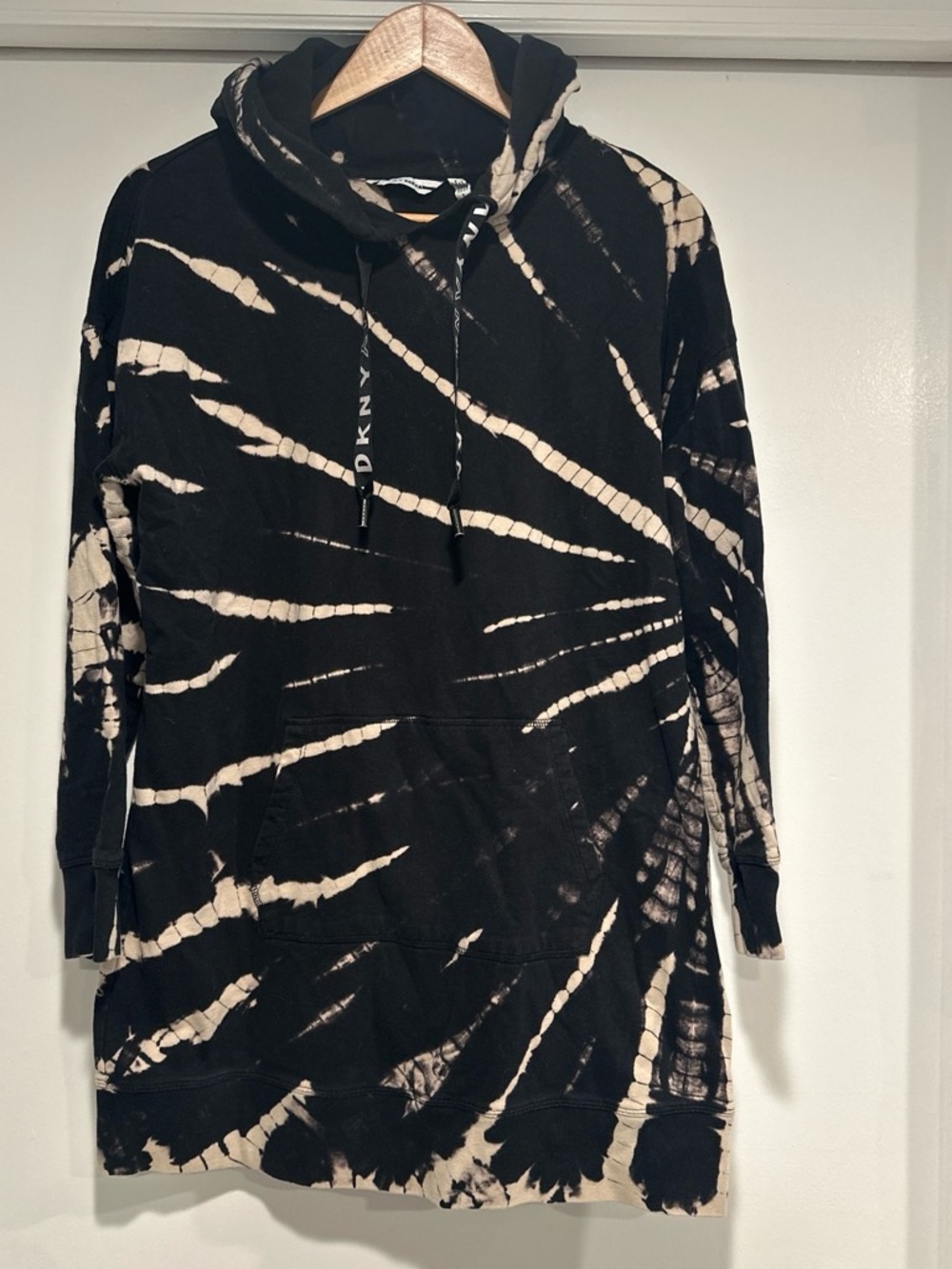 DKNY Sport Black with Beige Tie-Dye Hoodie